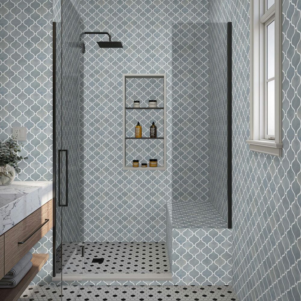 Dal-Tile Mesmerist Whimsy 3" x 3" Arabesque on 11" x 12" Glossy Ceramic Mosaic Sheet, , large