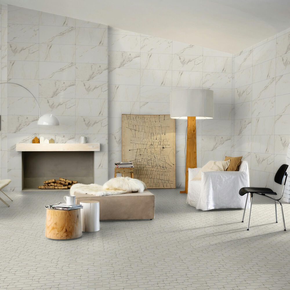 Marazzi Classentino Marble Palazzo White 12&quot; x 24&quot; Porcelain Tile, , large