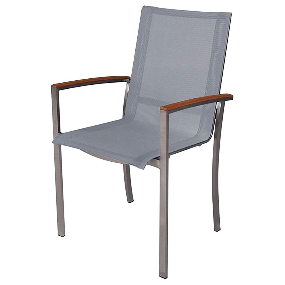 Three Birds Casual Avanti Stacking Armchair in Stainless Steel and Teak, , large