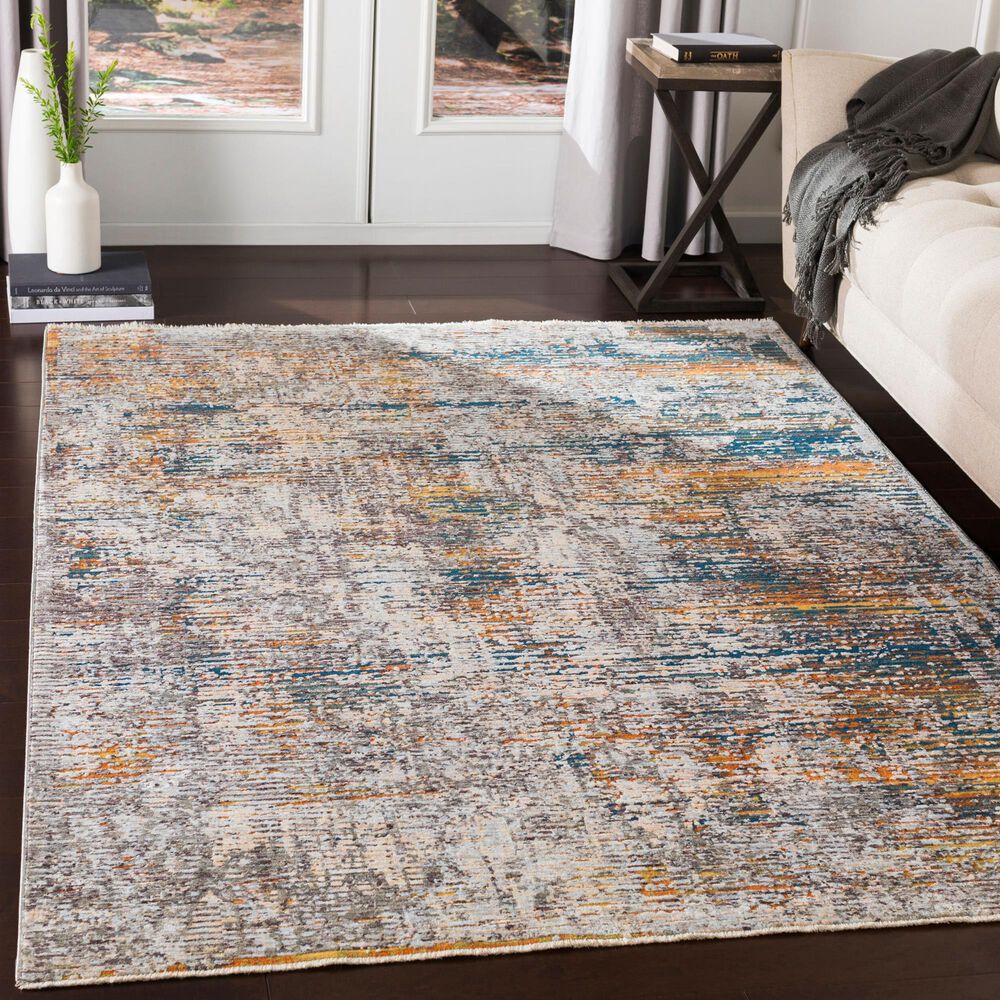 Surya Presidential Blue, Orange, Saffron, Ice Blue, Dusty Sage, Charcoal, Ivory, Wheat, Light Olive and Gray 11&#39;6&quot; x 15&#39;6&quot; Area Rug, , large