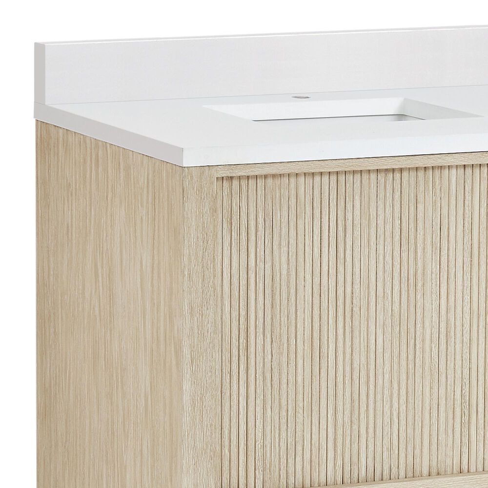 James Martin Vanities Marigot Single 72&quot; Double Vanity in Sun-washed Oak with Single Hole 3 cm White Zeus Quartz Top &amp; Backsplash, , large