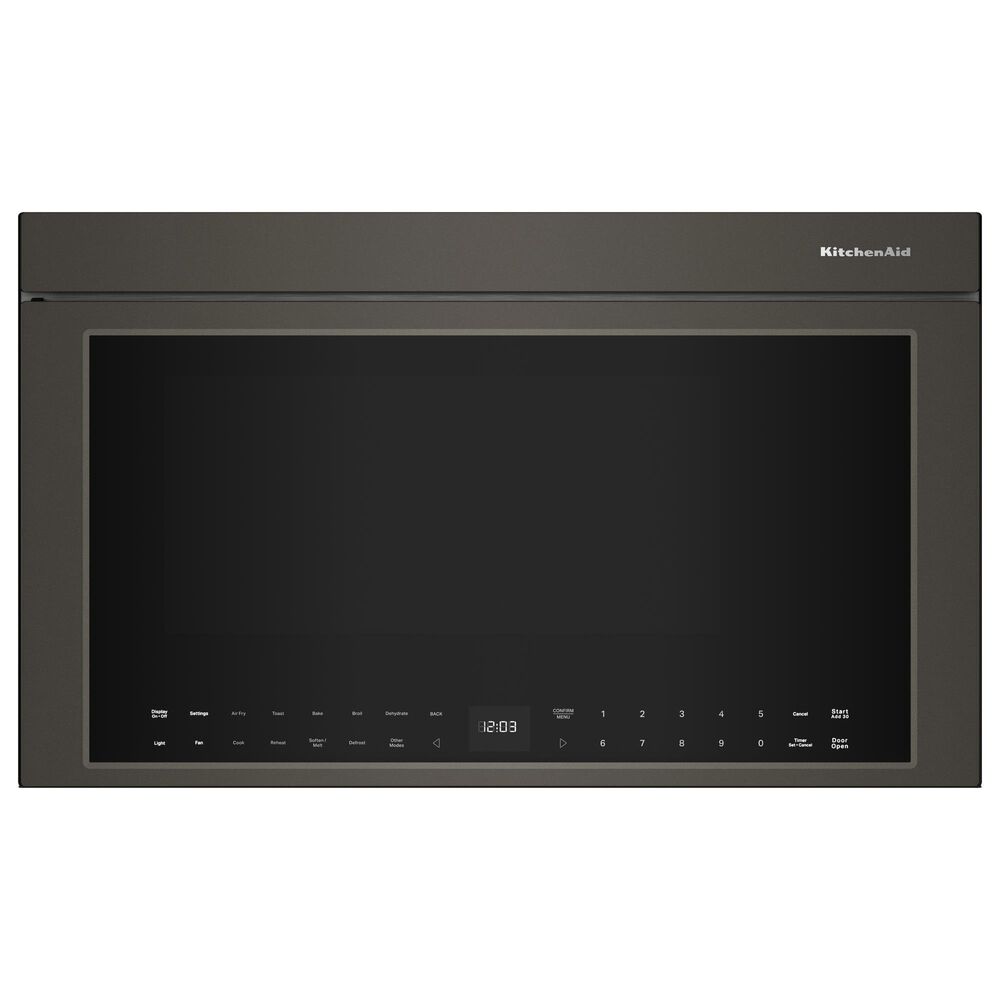 KitchenAid 2-Piece Kitchen Package with 30" Slide-In Smart Gas Range and 30" Over-the-Range Microwave Oven in Black Ore, , large