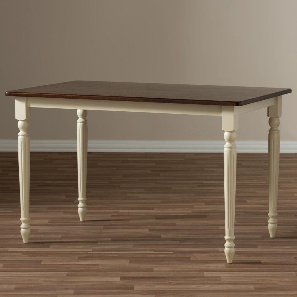 Baxton Studio Napoleon Dining Table in Antique cherry and Buttermilk - Table Only, , large