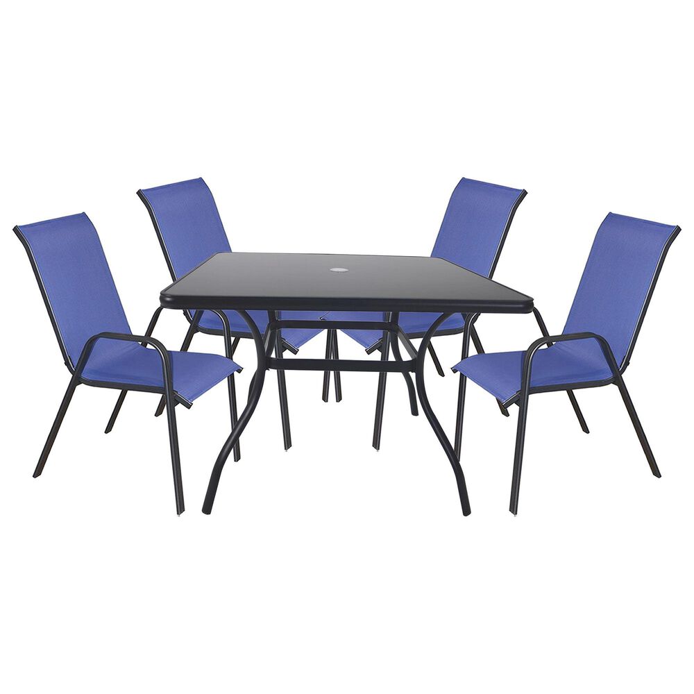 Redline Creation Inc. 5-Piece Patio Dining Set in Black and Navy Blue, , large