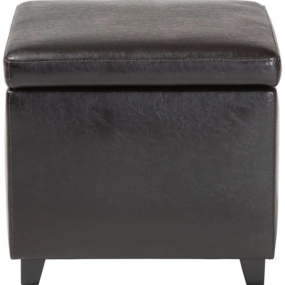 Baxton Studio Small Cube Storage Ottoman in Dark Brown, , large