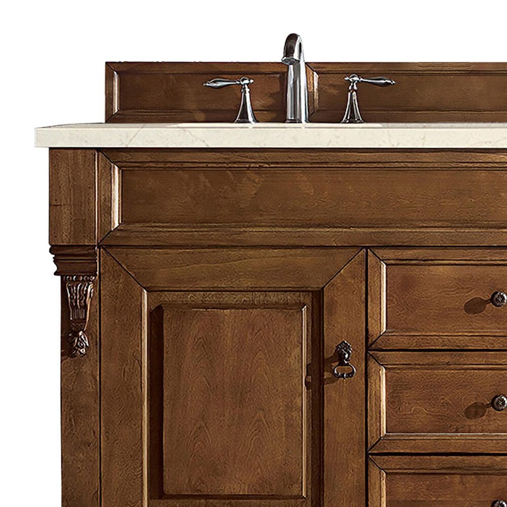 James Martin Vanities Brookfield 60&quot; Double Bathroom Vanity in Country Oak with 3 cm Eternal Marfil Quartz Top and Rectangle Sink, , large