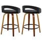 LumiSource Grotto Swivel Counter Stool with Black Velvet Upholstery in Walnut Wood and Black (Set of 2), , large