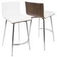 Lumisource Mason Swivel Counter Stool with White Cushion in Stainless Steel and Walnut (Set of 2), , large