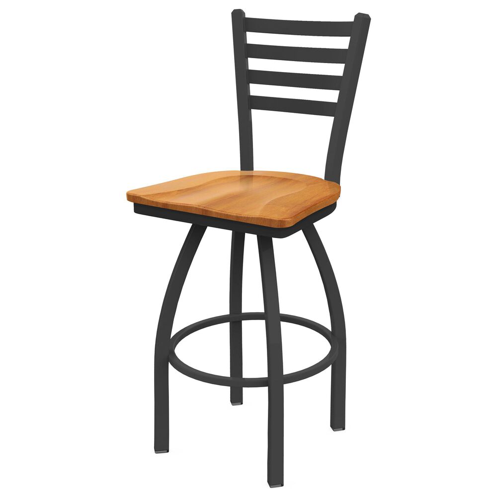 Holland Bar Stool 411 Jackie 25" Low Back Swivel Counter Stool with Pewter and Medium Maple Seat, , large