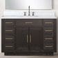 Lexora Home Abbey 48" Single Bathroom Vanity in Brown Oak with 2 cm White Carrara Marble Top and Rectangular Sink, , large