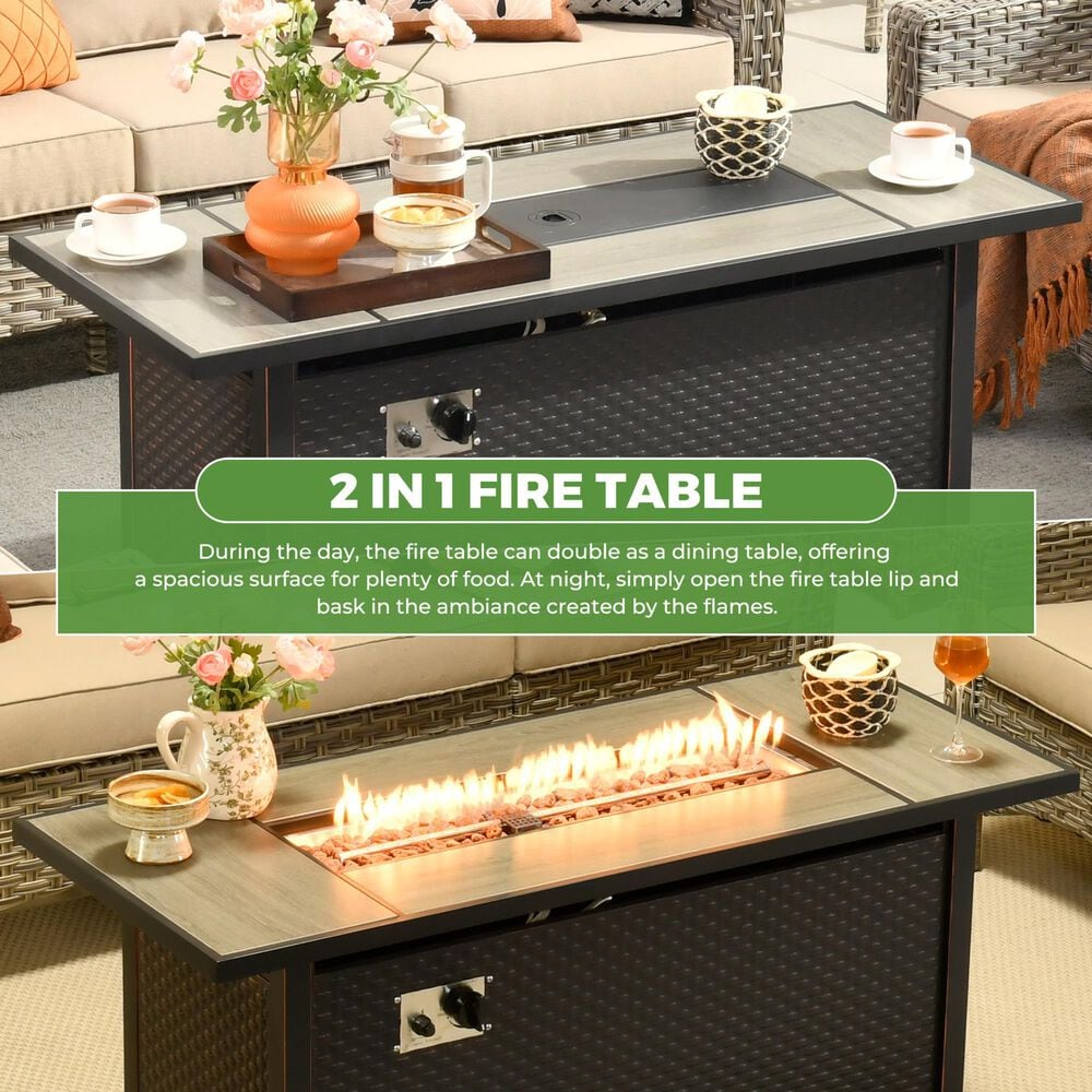 HOMLUX 54" Outdoor Propane Fire Pit Table in Black, , large