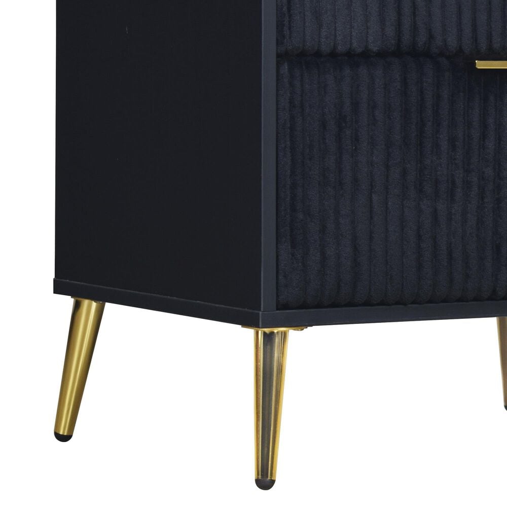 New Heritage Design Kailani 2-Drawer Nightstand in Black, , large