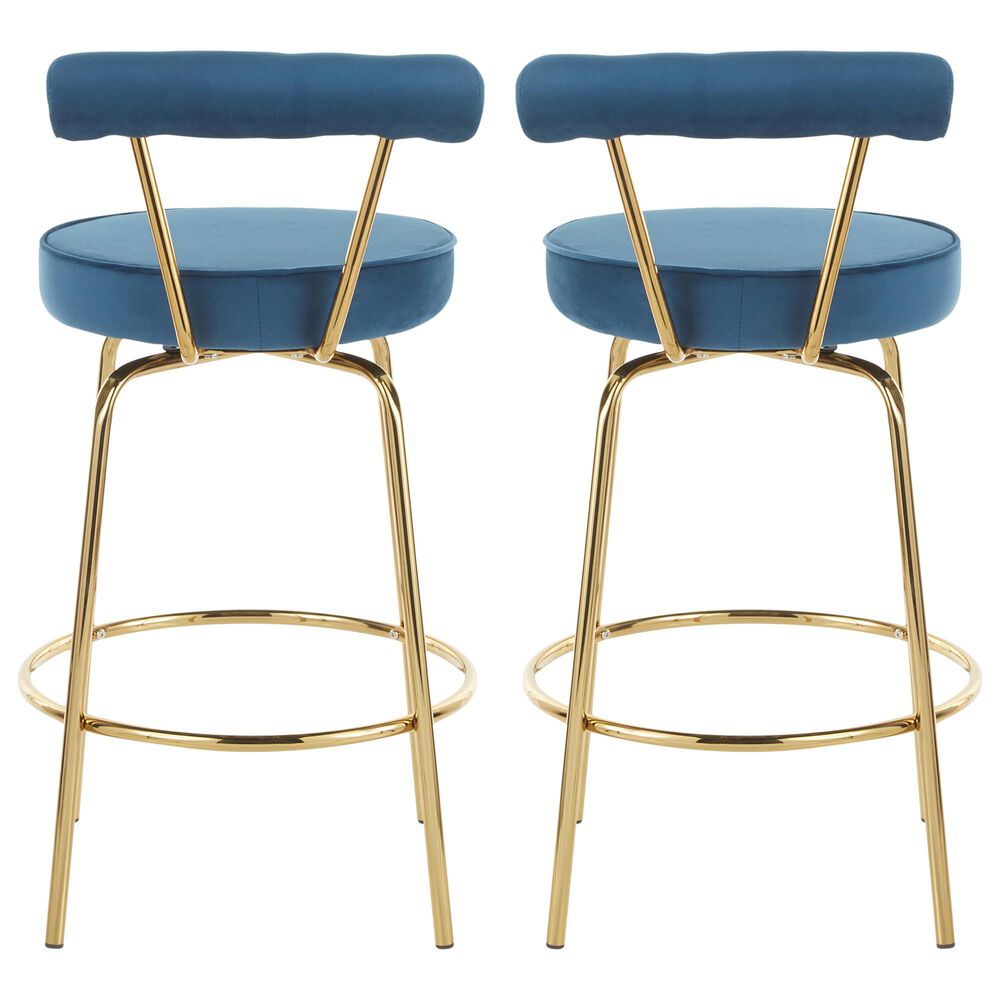 Lumisource Rhonda Counter Stool in Blue/Gold &#40;Set of 2&#41;, , large