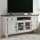Ashley Havalance 74" TV Stand in Distressed Weathered Gray and Vintage White, , large