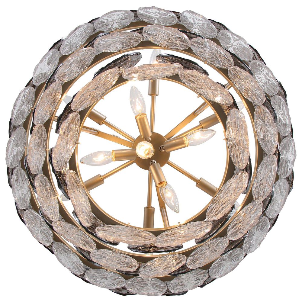 Golden Lighting Cascada 3-Tier 11-Light Pendant with Smoke Plated Glass Shade in Aegean Silver, , large