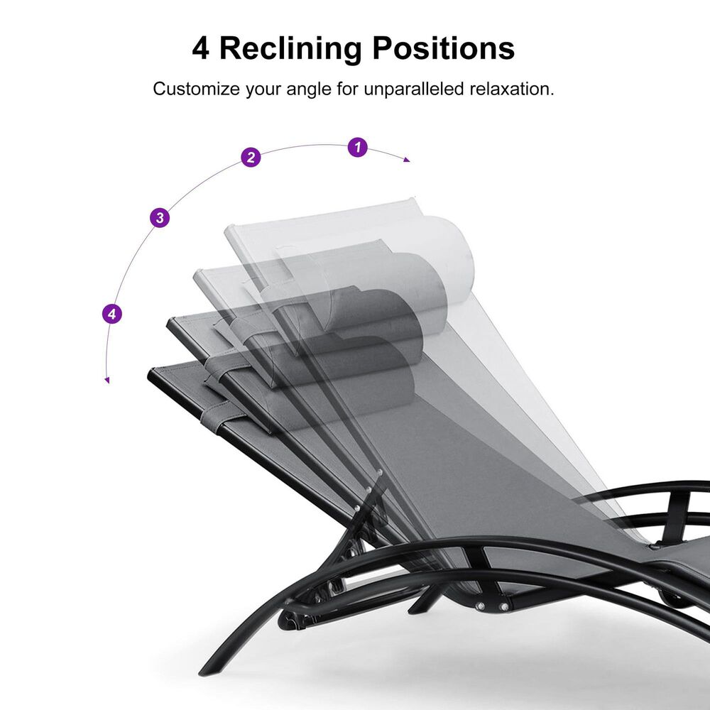 HOMLUX 3-Piece Standard Patio Chaise Lounge Set in Grey, , large