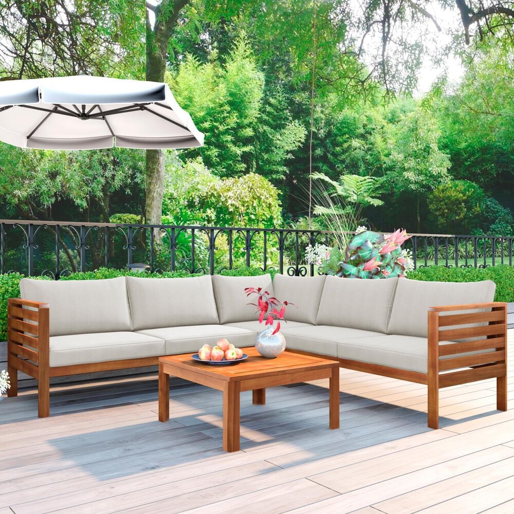 Hearth and Haven 4-Piece Outdoor Sectional Set in Beige, , large