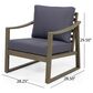 Hearth and Haven Samwell Outdoor Club Chair with Blue Cushion in Dark Grey, , large