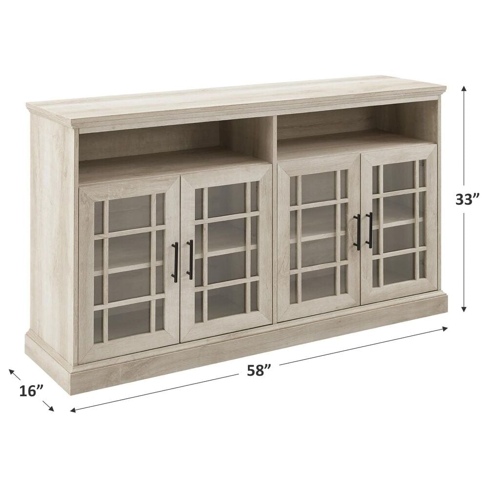 Walker Edison 58&quot; TV Stand NF584DHDHBWO  in White Oak, , large