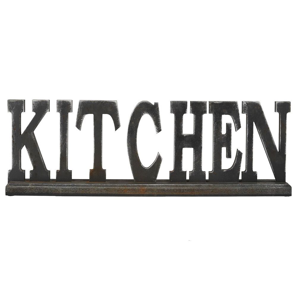 Maple and Jade 8" Industrial Wood Decorative Sign in Black, , large