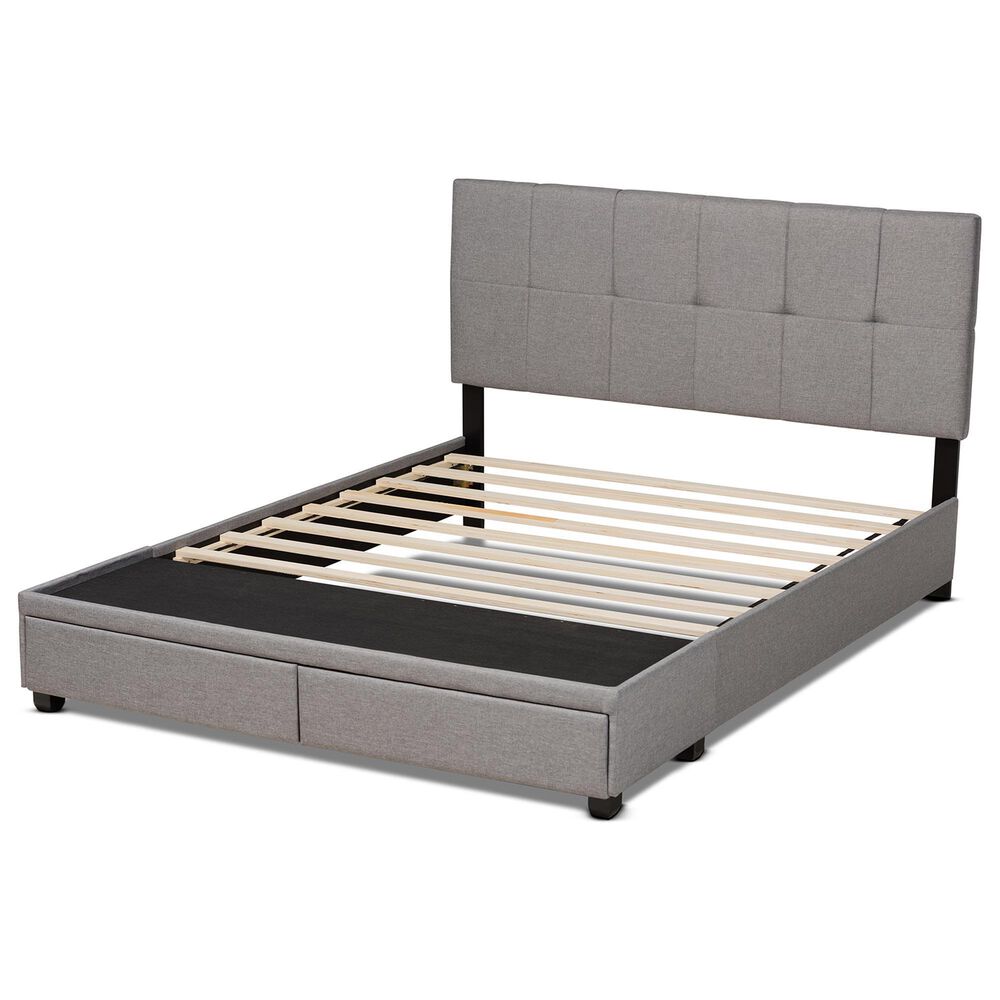 Baxton Studio Netti Queen Storage Bed with Light Grey Upholstered in Black, , large