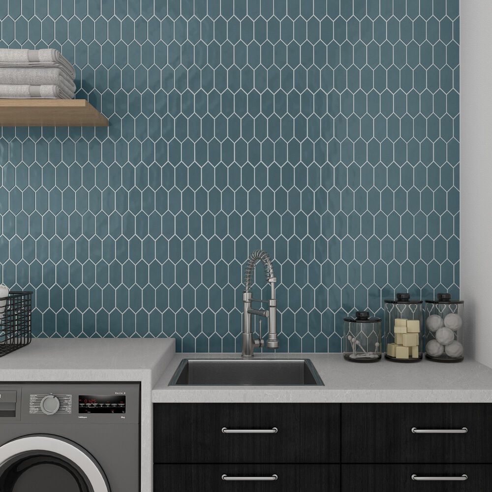 Dal-Tile Mythology Aura 2&quot; x 5&quot; Picket Undulated on 11.125&quot; x 12.25&quot; Ceramic Mosaic Sheet, , large