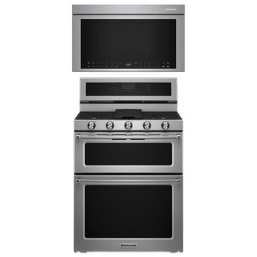 KitchenAid 2-Piece Kitchen Package with 6 Cu. Ft. Freestanding Gas Range and 1.1 Cu. Ft. Over-The-Range Microwave Oven in Stainless Steel, , large