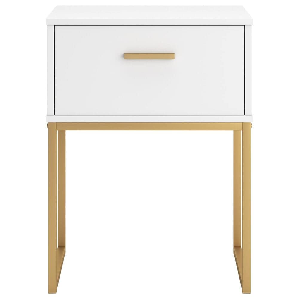 Ashley Socalle 1-Drawer Nightstand in Matte White and Gold, , large