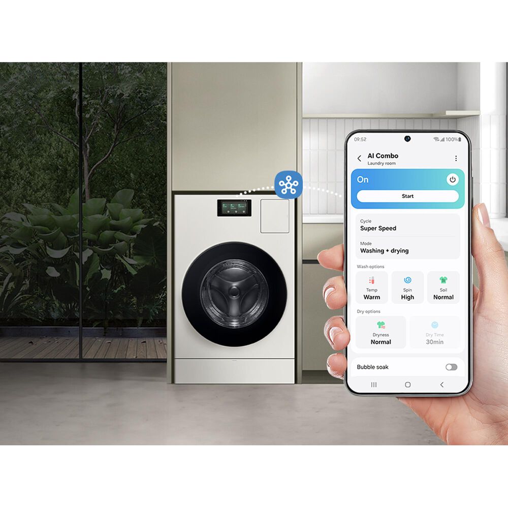 Samsung Bespoke Bespoke 5.3 Cu. Ft. Front Load AI All-in-One Vented Washer and Electric Dryer Combo in Ivory, , large