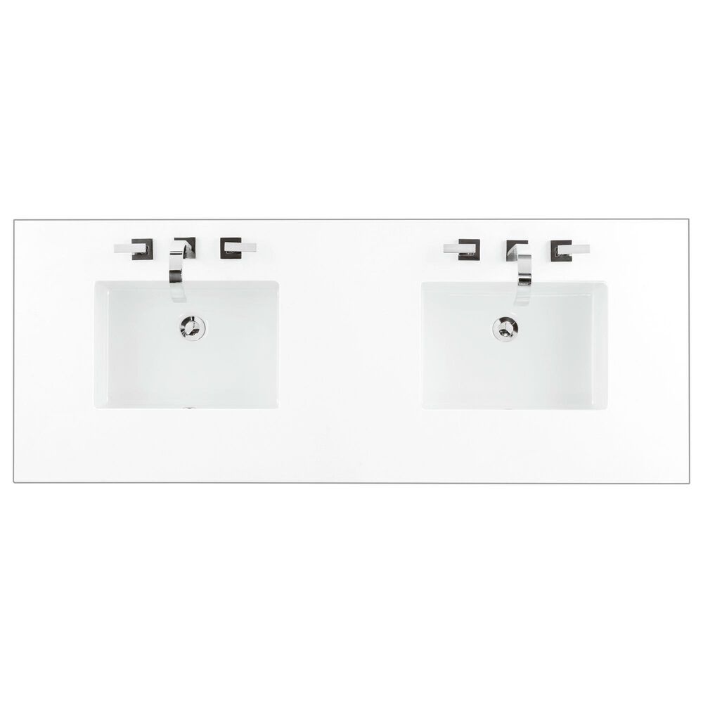 James Martin Vanities Athens 60" Single Bathroom Vanity in Glossy White with 3 cm White Zeus Quartz Top and Rectangular Sink, , large