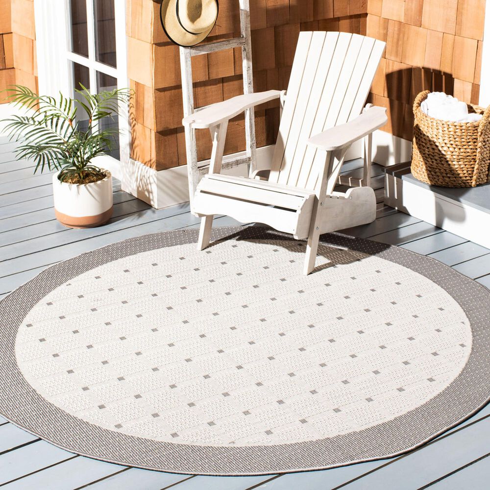 Safavieh Bermuda BMU801F 6&#39;7&quot; Round Grey and Ivory Indoor/Outdoor Area Performance Rug, , large