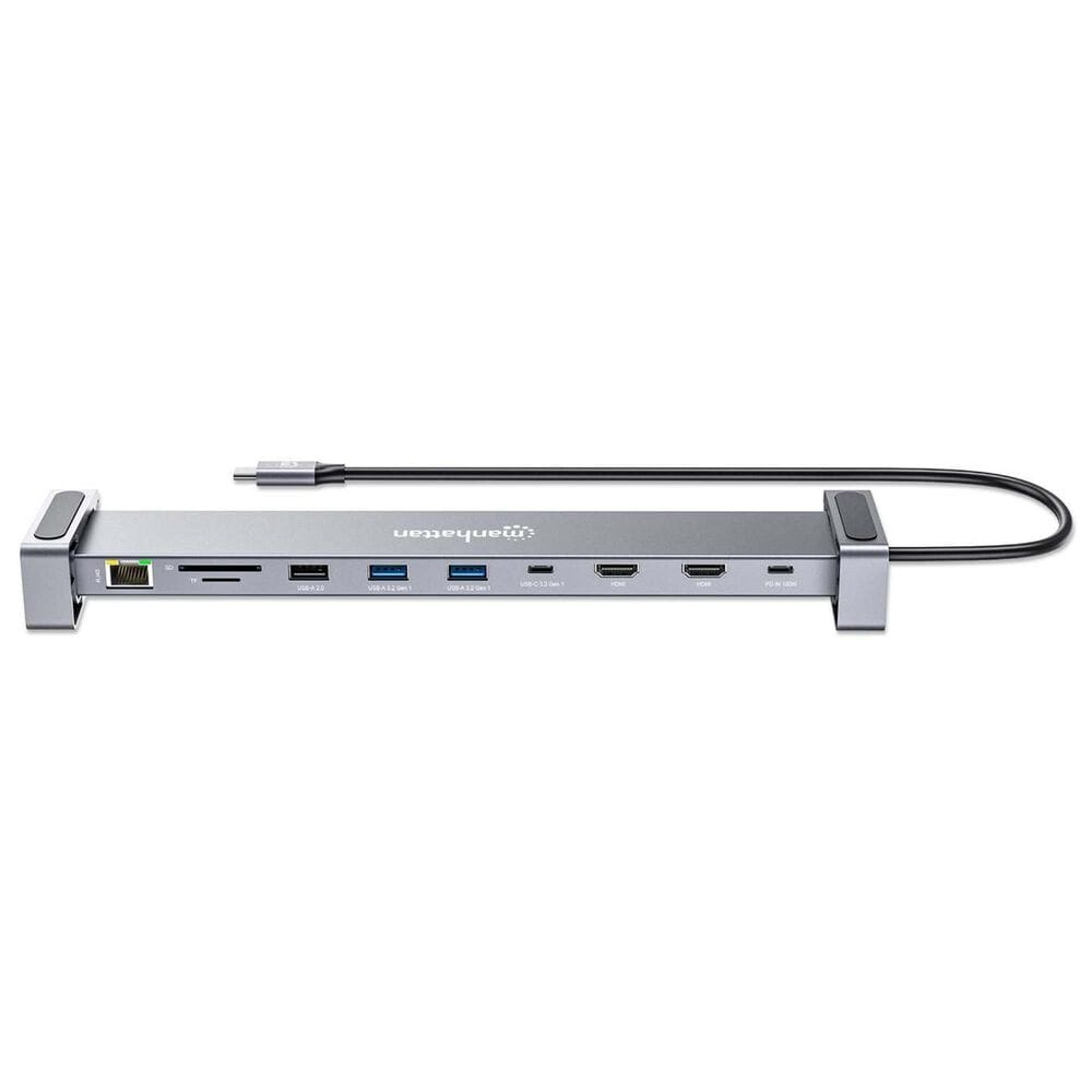 Manhattan USB-C PD 10-in-1 Dual-HDMI Monitor Docking Station /Multiport Hub in Silver, , large