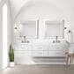 Lexora Home Castor 84" Double Bathroom Vanity in White with 2 cm White Carrara Marble Top and Rectangular Sinks, , large