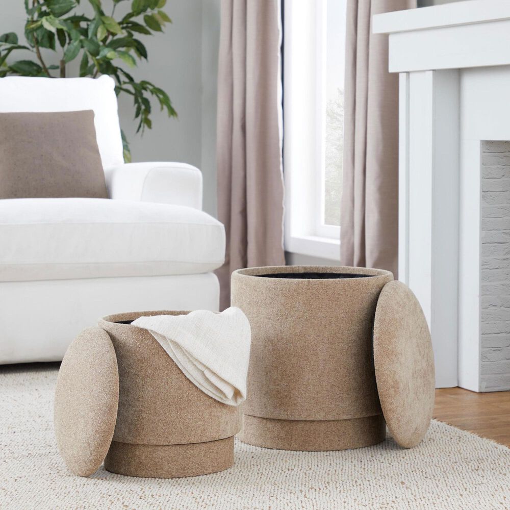 Lumisource Marla 2-Piece Upholstered Ottoman Set in Brown, , large