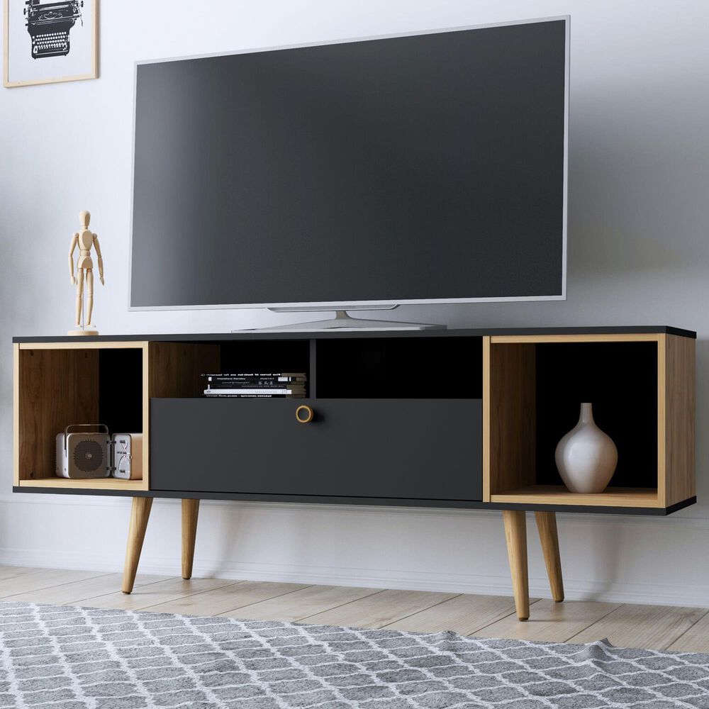 Dayton Theodore 62.99&quot; TV Stand in Black/Cinnamon, , large