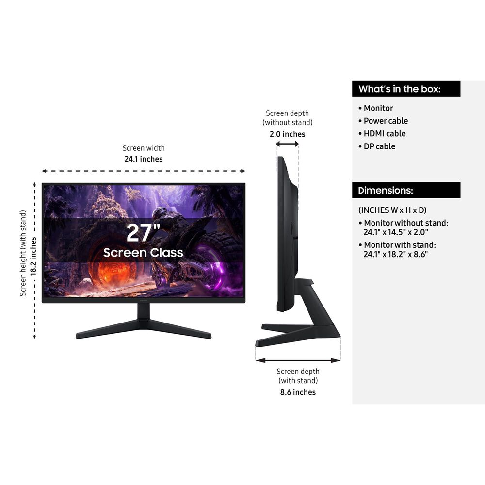Samsung 27" Odyssey G3 (G30H) IPS FHD 200Hz Gaming Monitor in Black, , large
