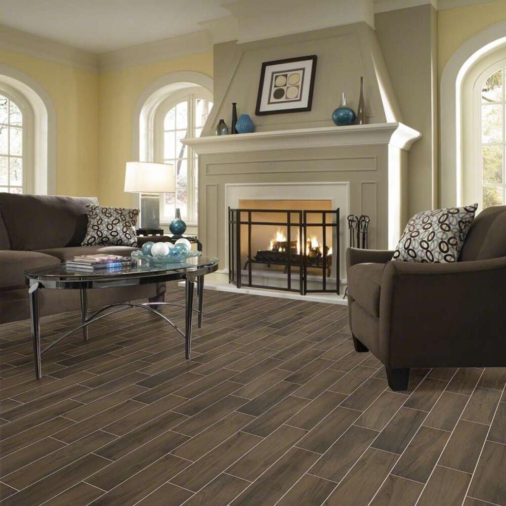 Shaw Voyage Brown 6" x 24" Porcelain Tile, , large