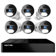 Night Owl 6 Wired IP 4K Spotlight Cameras with 2-Way Audio and Audio Alerts and Sirens and 2TB Hard Drive NVR in White