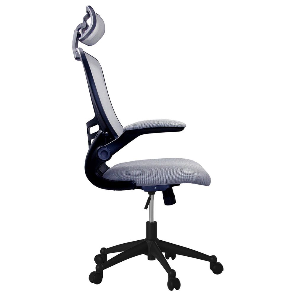Rta Products Llc Modern High-Back Mesh Executive Office Chair with Headrest and Flip-Up Arms in Silver Grey, , large