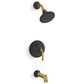 Kohler Tone Rite-Temp Bath and Shower Faucet Trim Kit in Matte Black and Brushed Modern Brass, , large
