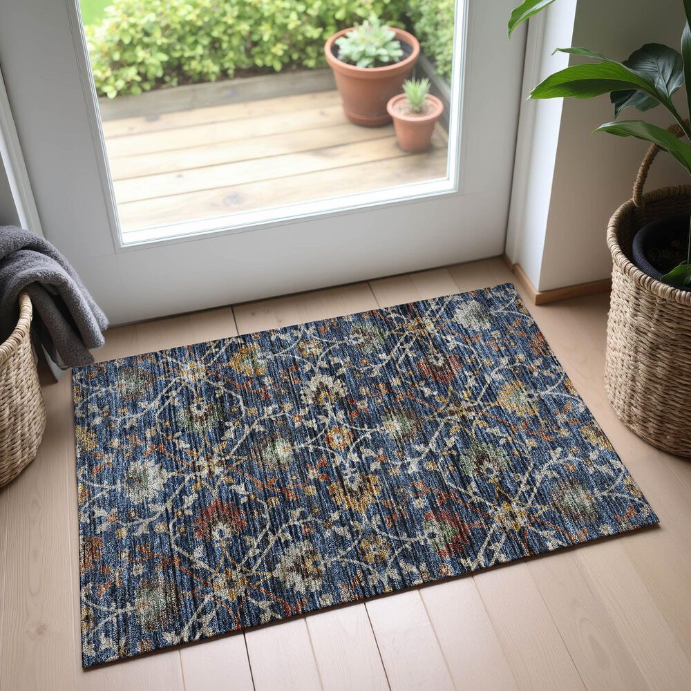Dalyn Rug Company Silk Road Navy, Copper, Gold, Beige, Sage and Brown 1&#39;8&quot; x 2&#39;6&quot; Area Rug, , large