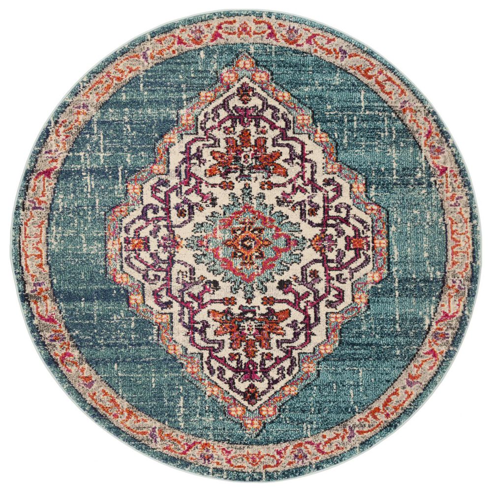 Safavieh Monaco MNC254J 5" Round Blue Area Rug, , large