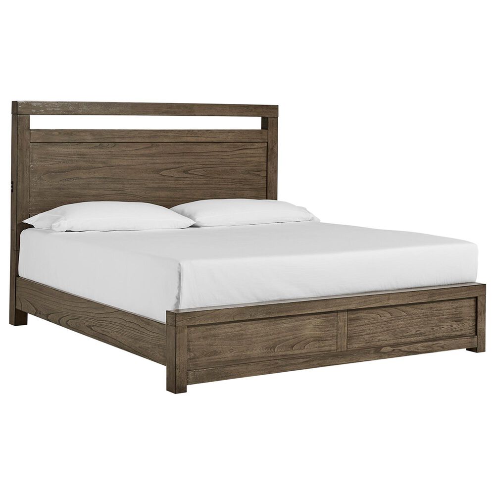Riva Ridge Modern Loft Queen Panel Bed with Dresser and Nightstand in Greystone, , large
