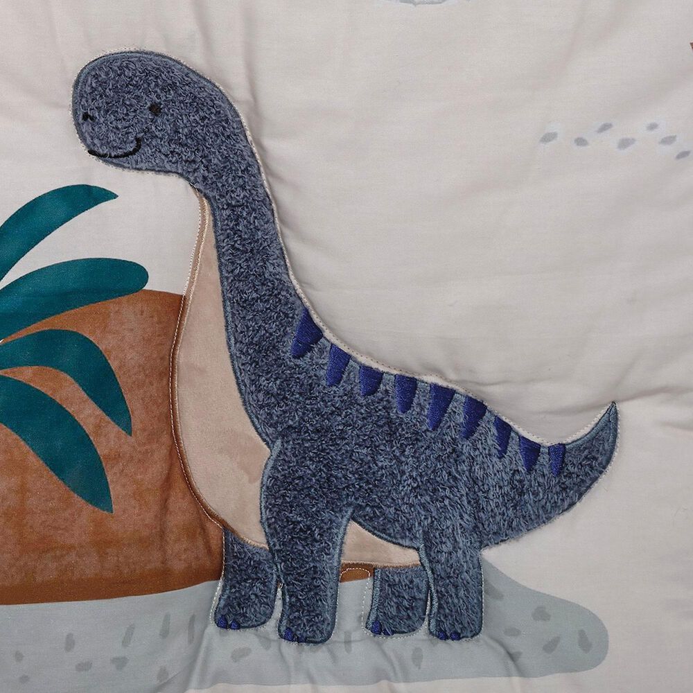 Lambs &amp; Ivy Dino-Might 3-Piece Crib Bedding Set in White, Gray and Blue, , large