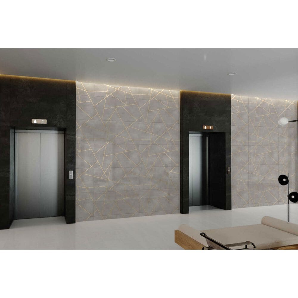 Soho Studio Artscape Cemento and Gold Line 24" x 48" Porcelain Tile, , large