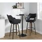 LumiSource Mustang 30" Swivel Bar Stool with Black Faux Leather Upholstery in Glazed Walnut and Black (Set of 2), , large