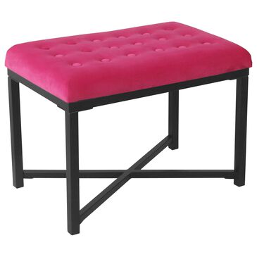 Kinfine Ottoman in Pink Velvet and Black, , large