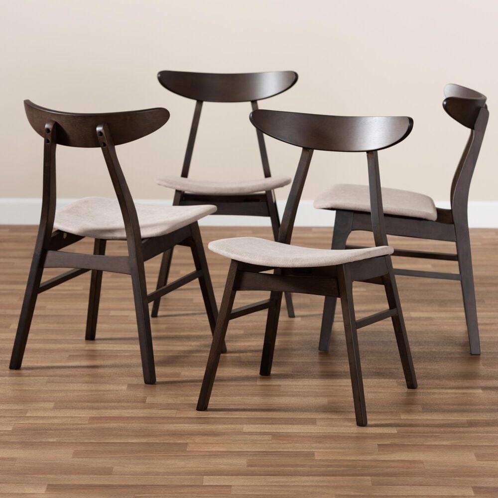 Baxton Studio Britte Side Chair with Beige Cushion in Dark Oak Brown (Set of 4), , large