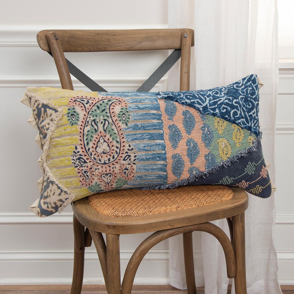 Rizzy Home Geometric 14&quot; x 26&quot; Pillow in Navy, , large