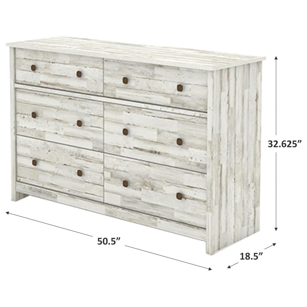 Sauder River Ranch 6-Drawer Dresser in White Plank, , large
